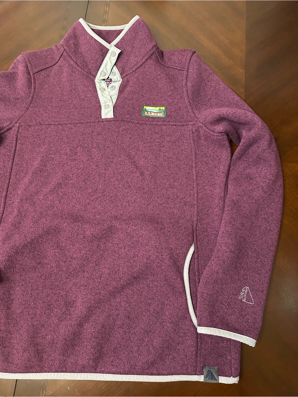 L.L. Bean Plum Snap-Button Cowl Fleece Pullover - Picture 5 of 8